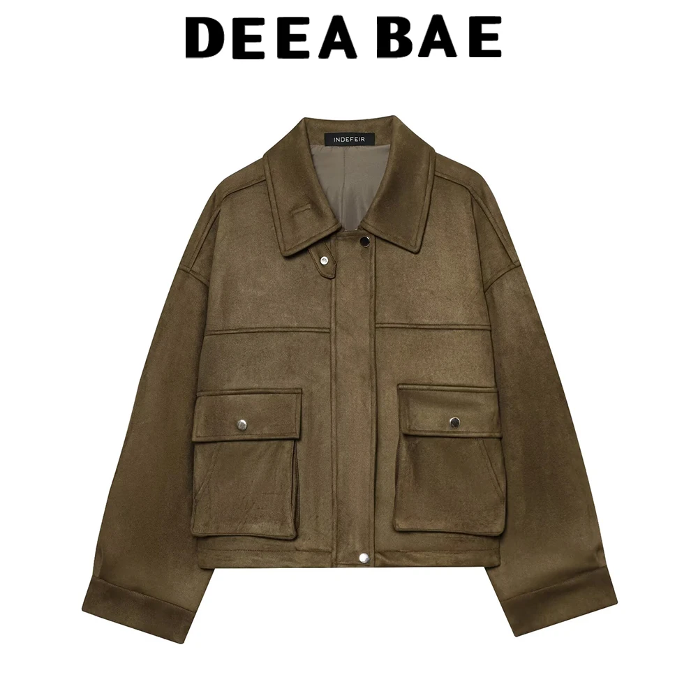 

DEEABAE American retro suede jacket for early autumn women's clothing, 2025 new popular and popular casual jacket