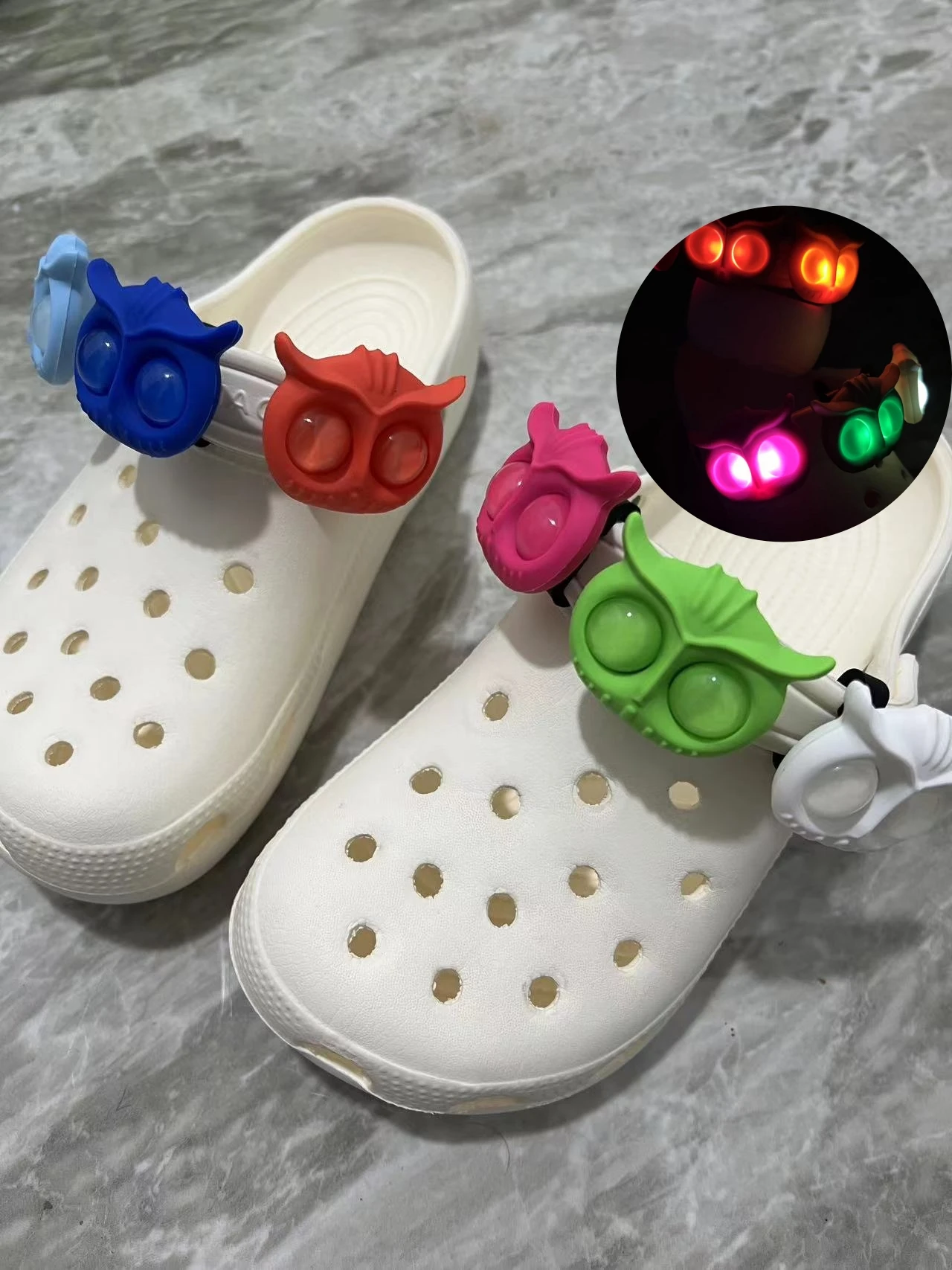 1PC new multi-color owl chole shoe light decoration creative accessories shoe and boot decorations