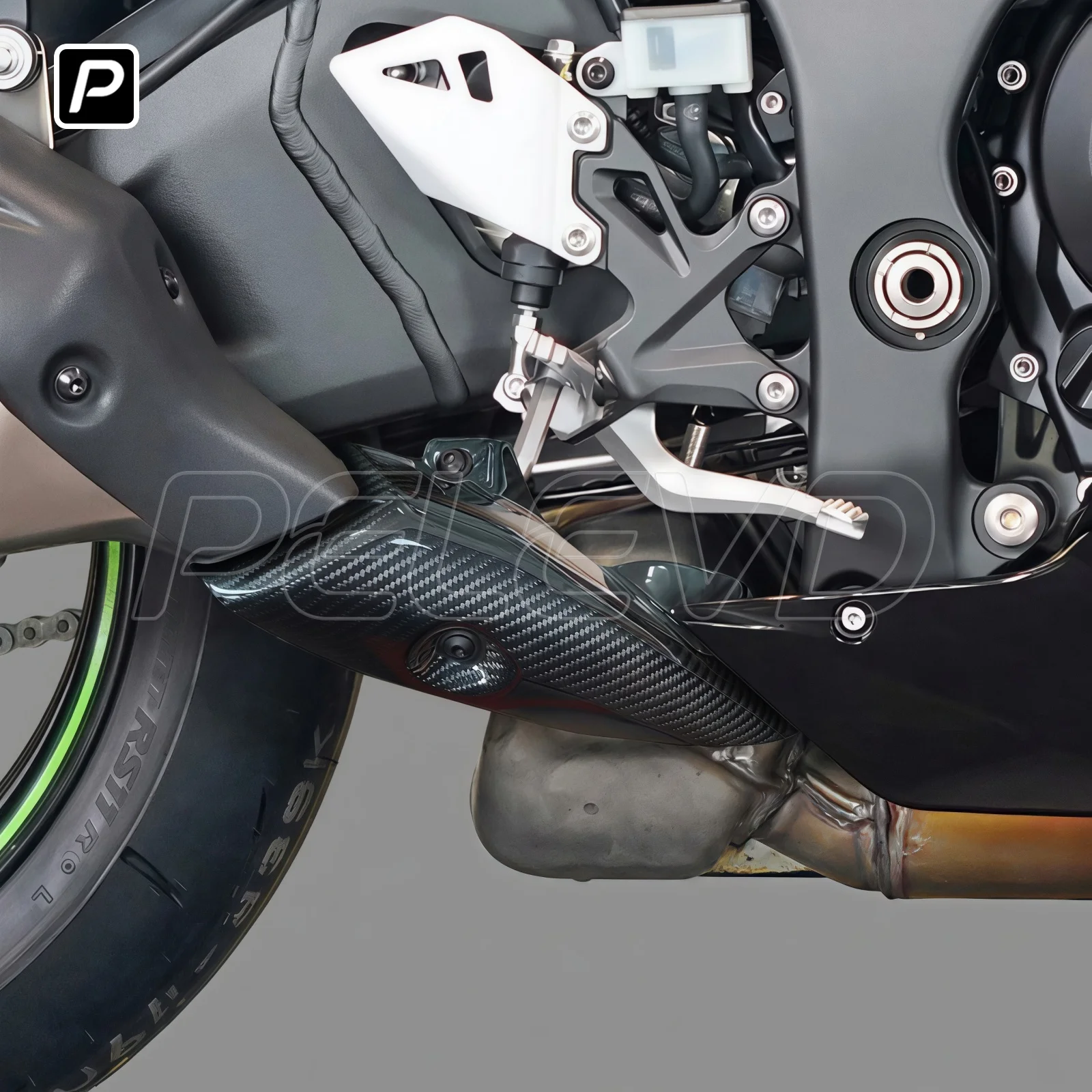 PELEVD 100% CARBON FIBER Motorcycle Exhausts Pipes Protection Cover For KAWASAKI ZX-10R ZX-10RR 2021-2026