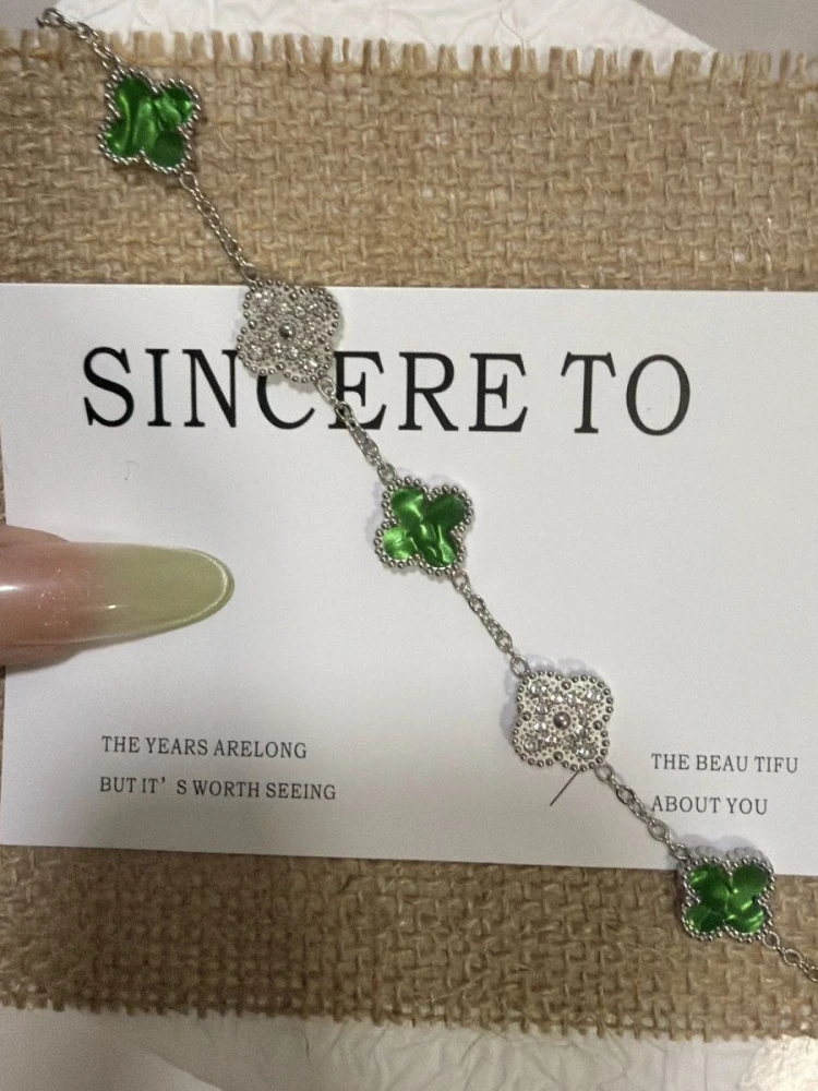 Clover Double-sided Bracelet with Feminine Temperament Light Luxury High-end Feel Handmade Accessory