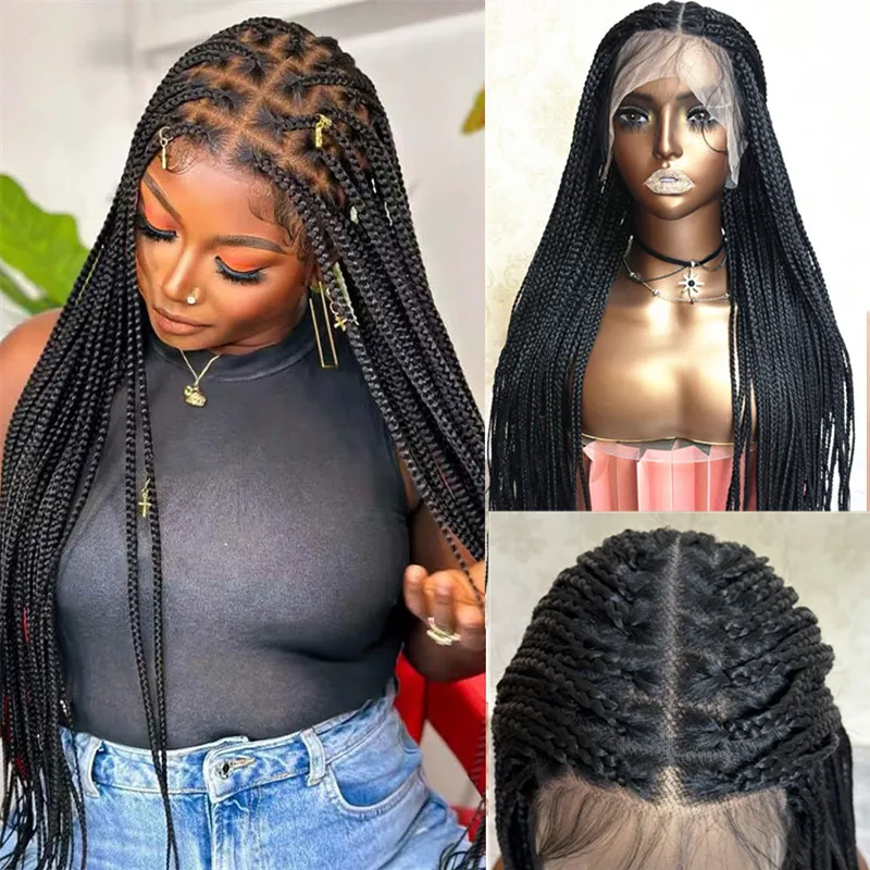 

Closure Lace Front Braided Wigs Synthetic Lace Front Wig Cornrow with Baby Africa American Women Lace Braiding Wigs Glueless Wig