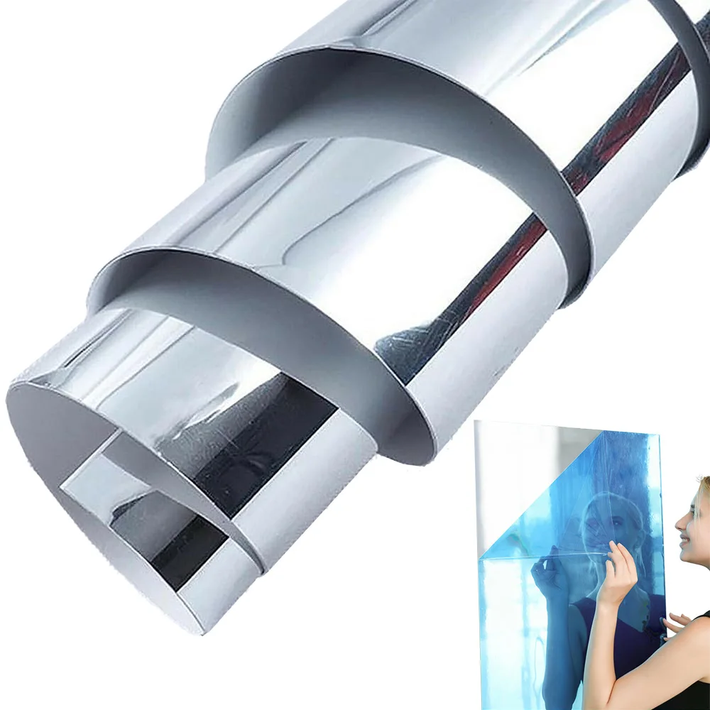 Rouleau de papier miroir flexible auto-adhésif 60*200cm, feuilles de miroir découpables personnalisables, carreaux de miroir en plastique légers pour bricolage, décoration de chambre, salle de bain et porte