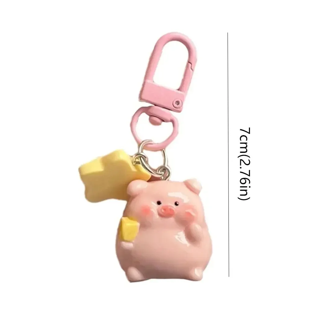 Chaveiro de resina criativa dos desenhos animados charme decoração rosa porco pingente estilo coreano saco pingente 3d chaveiro para meninas