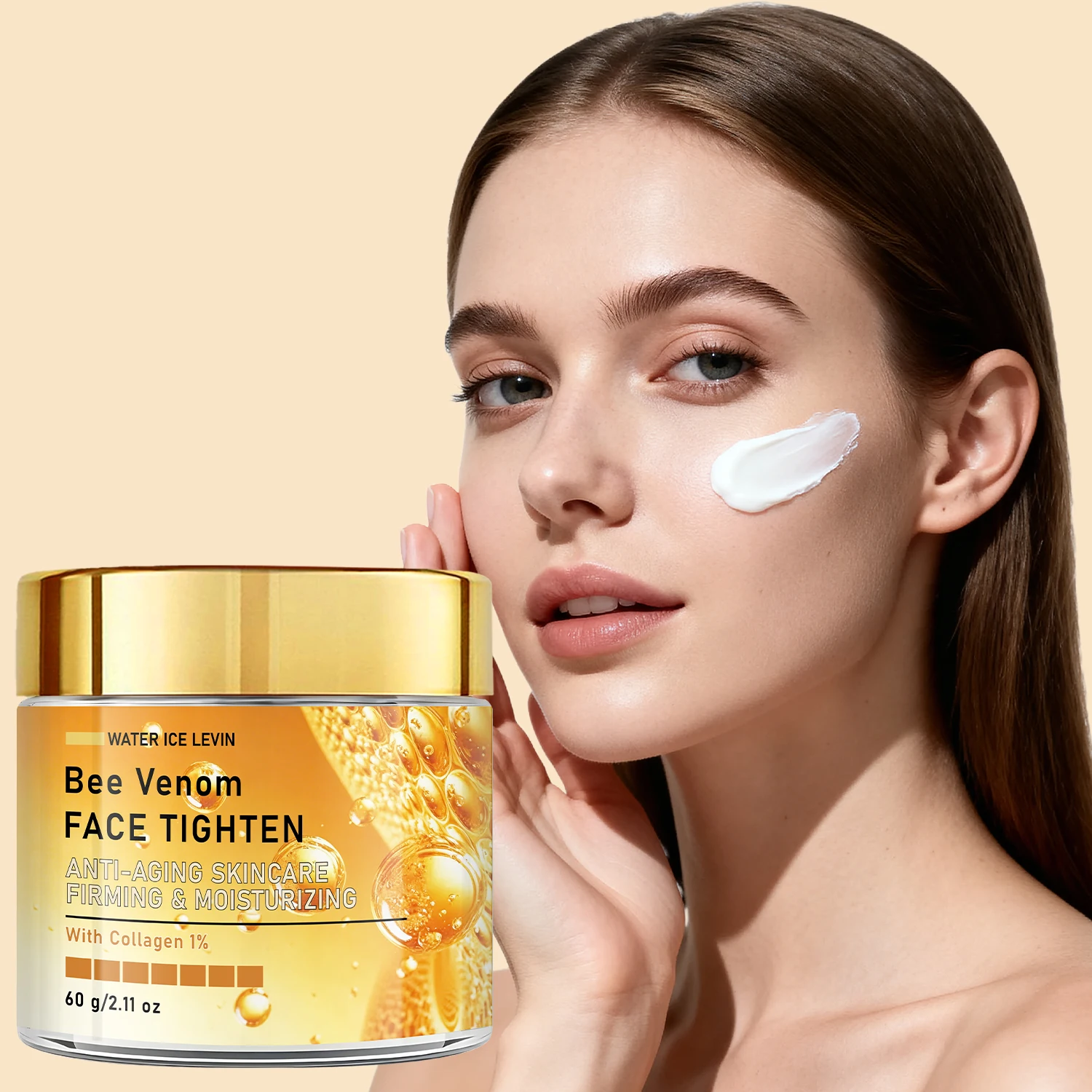 Water Ice Levin Bee Venom Crema Reafirmante Facial con Colágeno 1% Antienvejecimiento, Hidratante, Iluminadora y Suavizante 60g