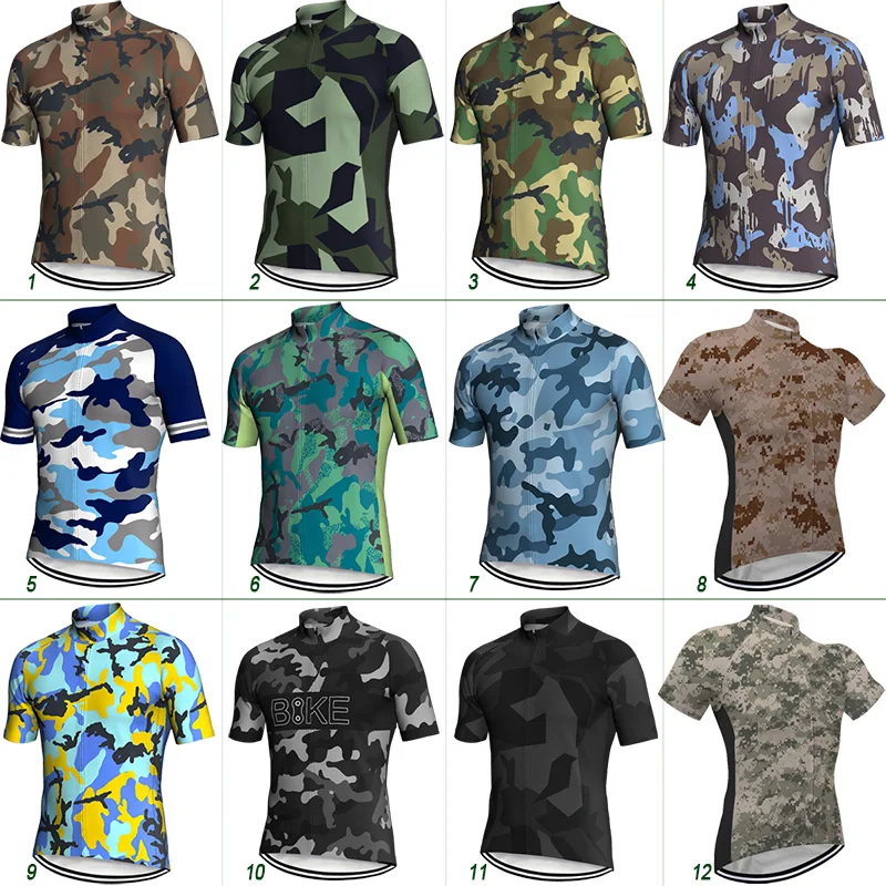 

Outdoor Short Sleeve Cycling Jersey Jacket for Men, MTB Shirt, Ciclismo Polyester Bike, Racing Sport Camo Design, Military Top