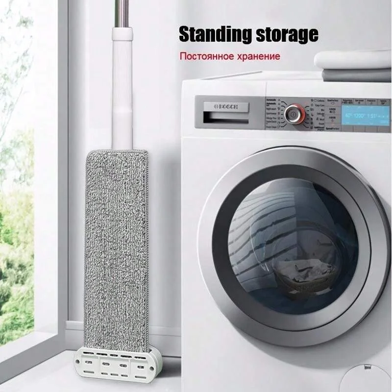 Microfiber Mop Large Flat Floor Mops with 6 Washable Mop Pads 360 ° Rotating Self Wringing Wet and Dust Mop Cleaning System