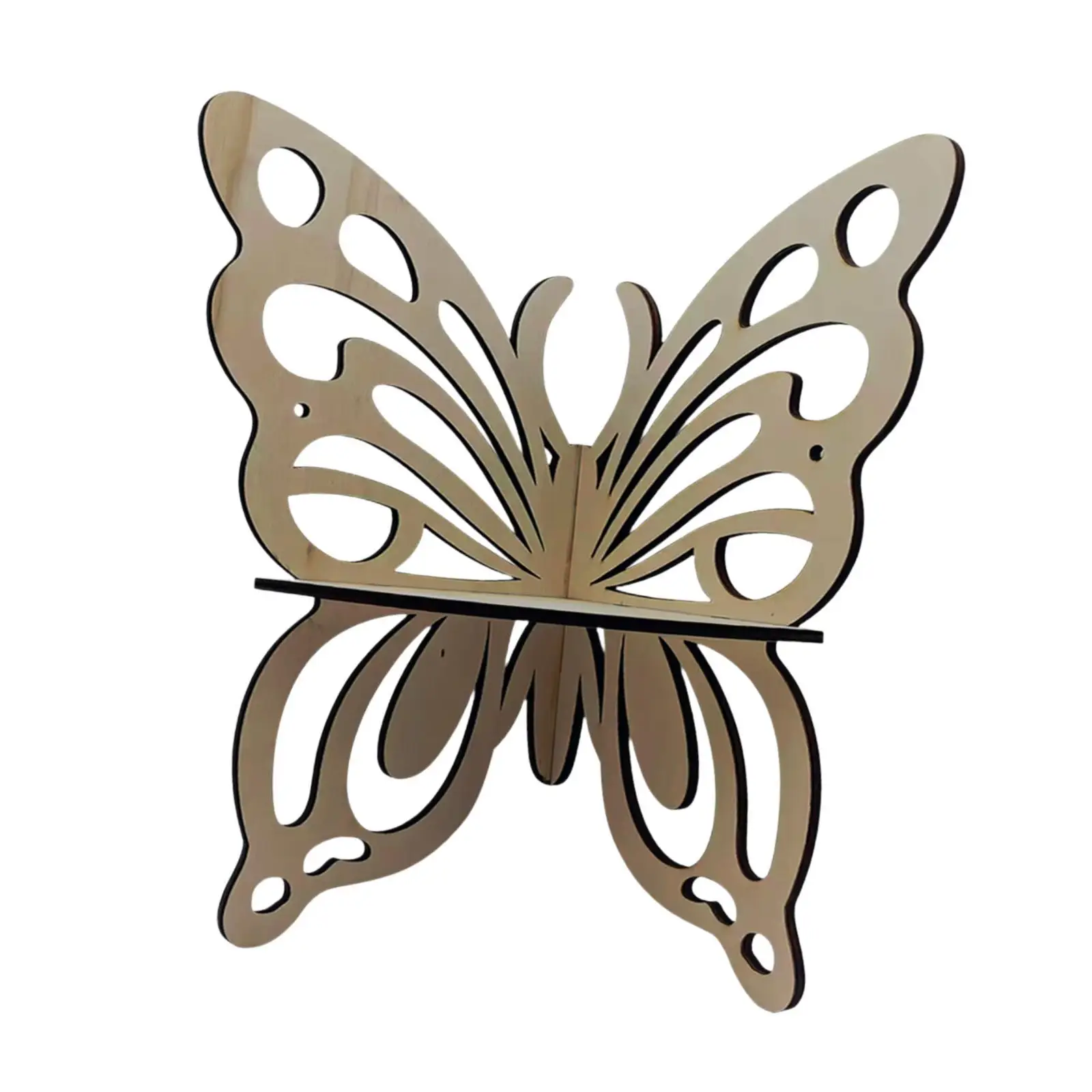 Wood Butterfly Shape Corner Wall Shelf Floating Decorative Display Rack Bedroom Bathroom Kitchen Office
