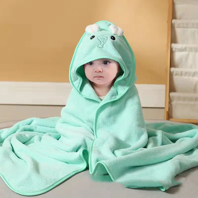 New Cartoon Baby Cloak Poncho Mother and Baby Bag Coral Fleece Soft Bath Hooded Baby Cusheet