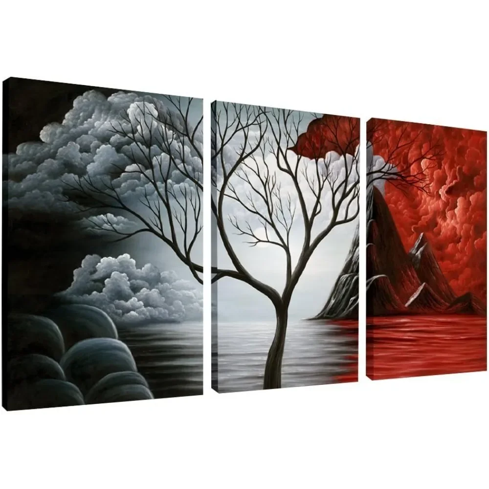 

Art Extra Large The Cloud Tree Modern Gallery Wrapped Canvas Print Artwork Abstract Landscape 3 panels Pictures on Canvas