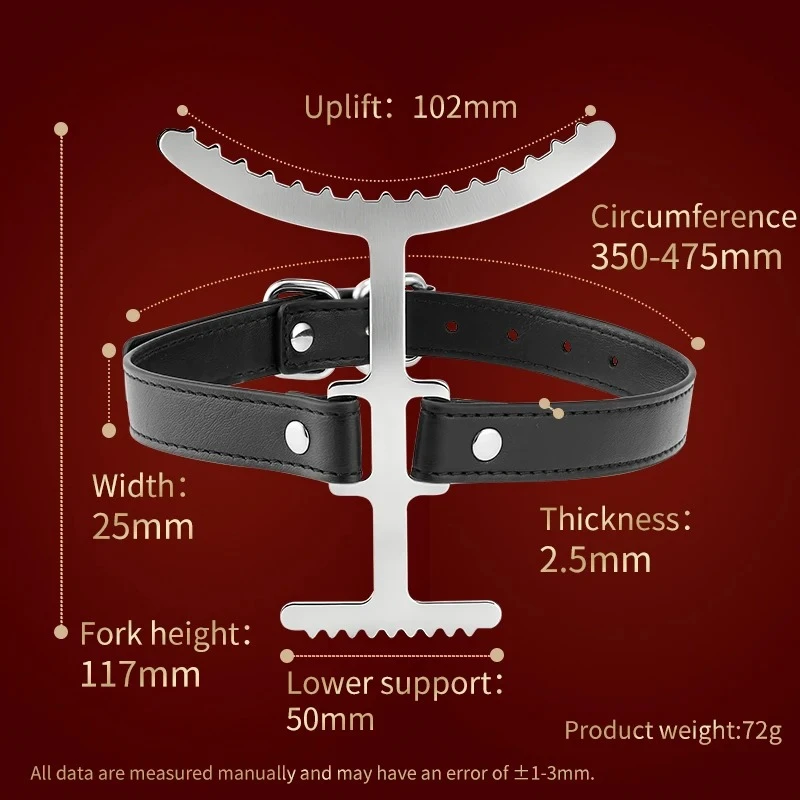 BDSM Heretic Fork Posture Collar PU Leather Neck Restraint Spiked Choker Head Up Training Bondage Gear Sex Toys for Couples - Image 3