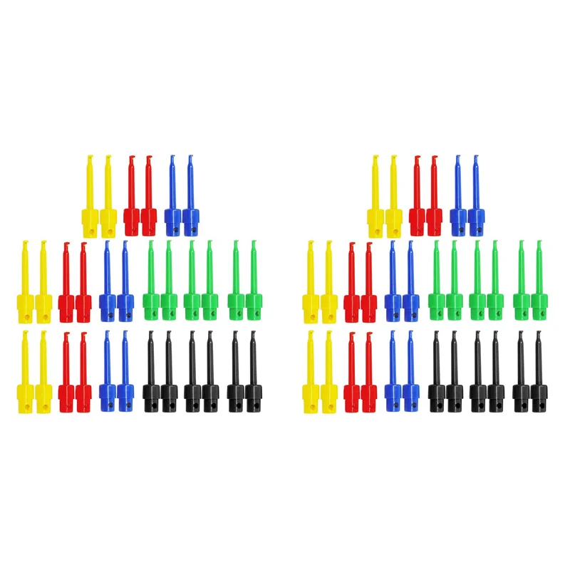 Flash Trend 60 peças de braçadeiras de medição, pontas de teste, clipe de teste de fio de multímetro, mini conjunto de sonda de teste eletrônico, agarrador de testador de pcb