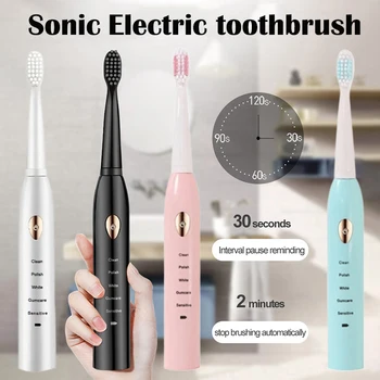 Image Sonic Electric Toothbrush Soft Hair IPX7 Waterproof 5-gear Mode Whitening Timer USB Charging For Adults Teeth Brush 4 Colors