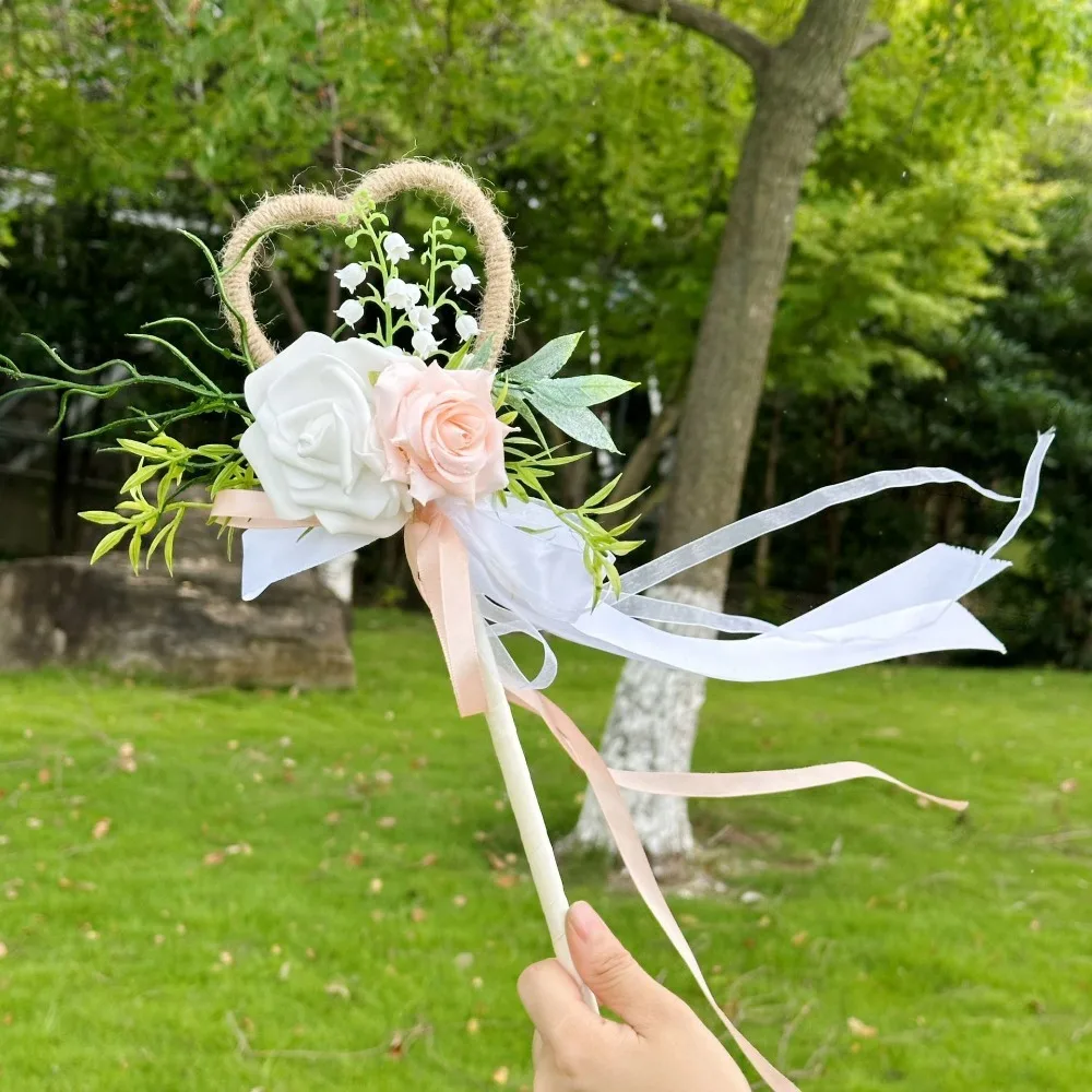 باقة الورد الاصطناعية الرائعة المصغرة للعروس أو إكسسوار هدايا الزفاف لفتاة الزهور لوصيفة العروس #4