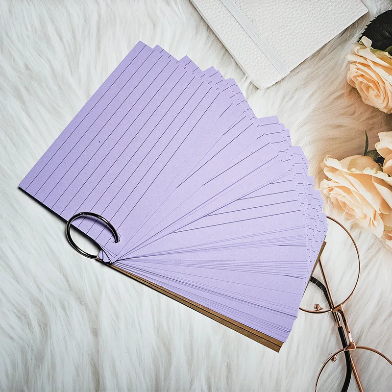 50pcs Kraft Paper Memo Pad Card Color Line Message Mini Notepad Card Writing Card Label Bookmark Learning Cards Stationery