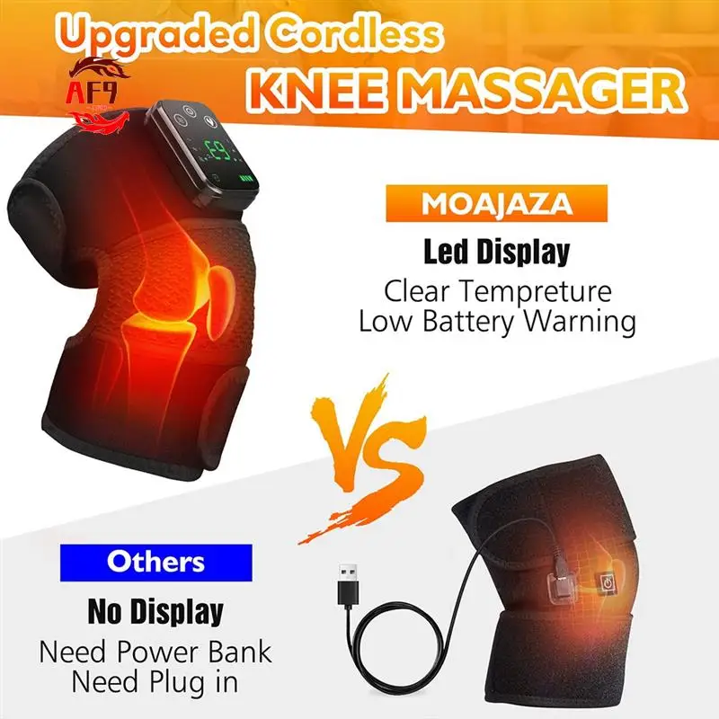 

AF90-Thermal Knee Massager 3-In-1 Shoulder Knee Elbow Heating Massage Support Brace Rechargeable Pad Arthritis Pain Relief