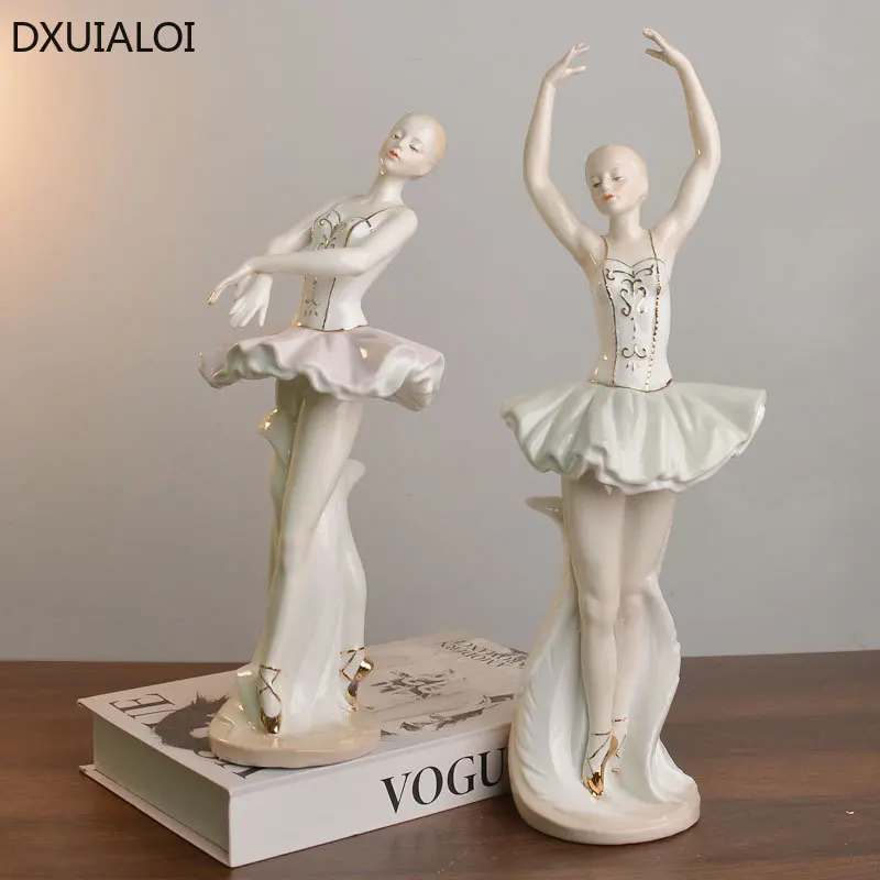 1pc Ceramic dance girl ornament home decor Living room wine cabinet decoration ceramic handicrafts wedding gift
