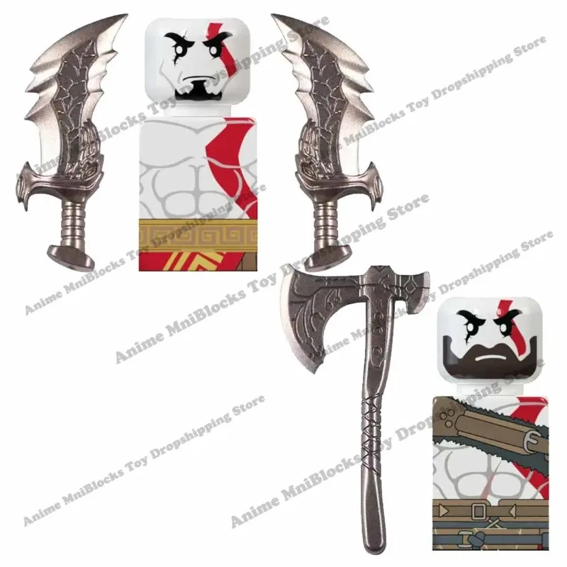 God of War Anime Games Bricks Kratos Blade Axe Mini Action Toy Figura Building Blocks Assembly Toys Kid Educational Dolls Gifts