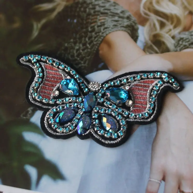 Handmade beaded clothing patch material DIY jewelry butterfly heart cloth patch bag hat shoes decorative accessories