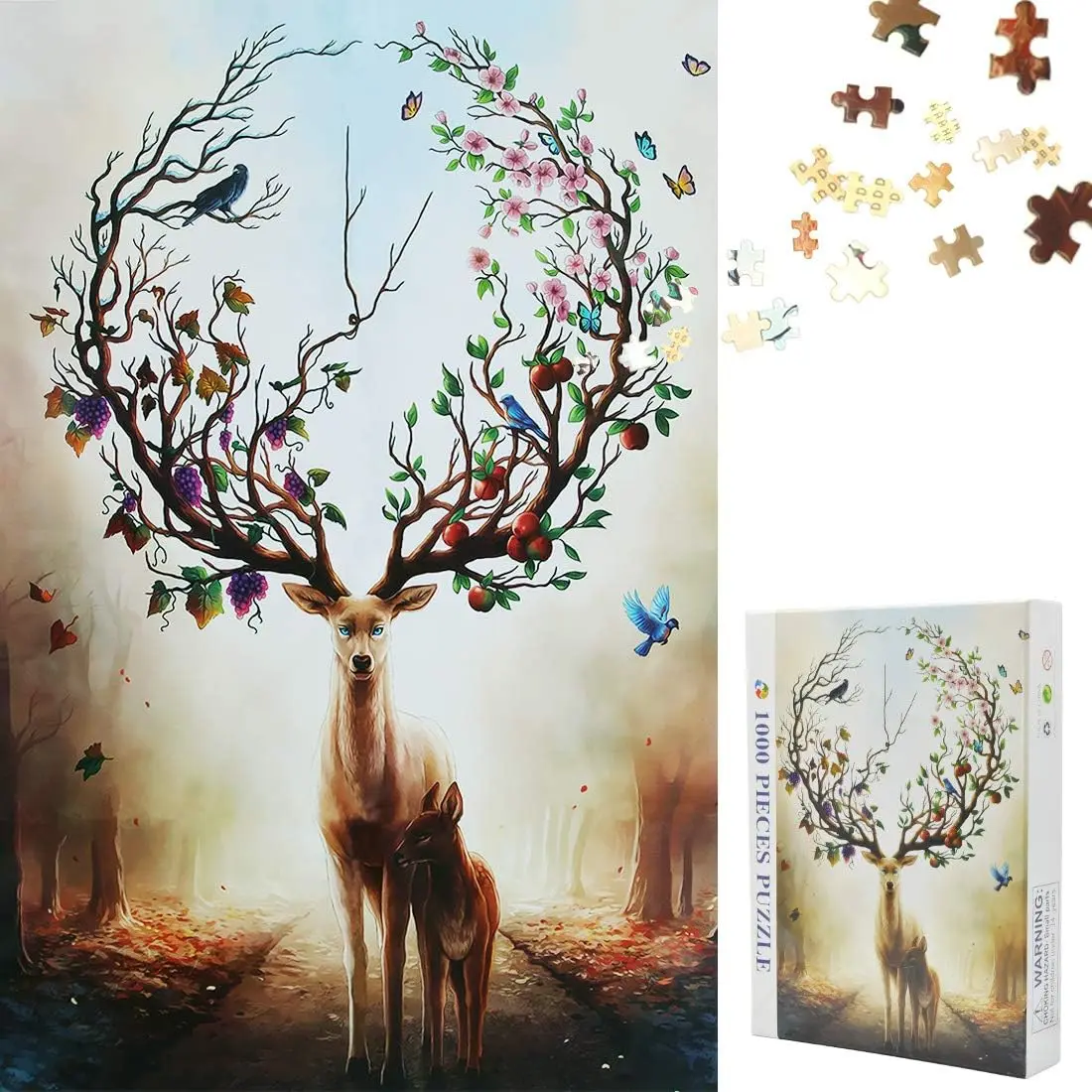 Puzzles en bois Elk dans la jungle pour adultes, jeux de divertissement familiaux, décoration d'intérieur, 1000 pièces