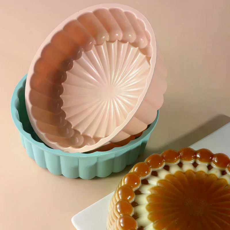 Sunflower Cake Pan 7.87/10.04 Inch Round Cake Baking Pan Nonstick Silicone Cake Molds For Anniversary Cheesecake Bread Mould