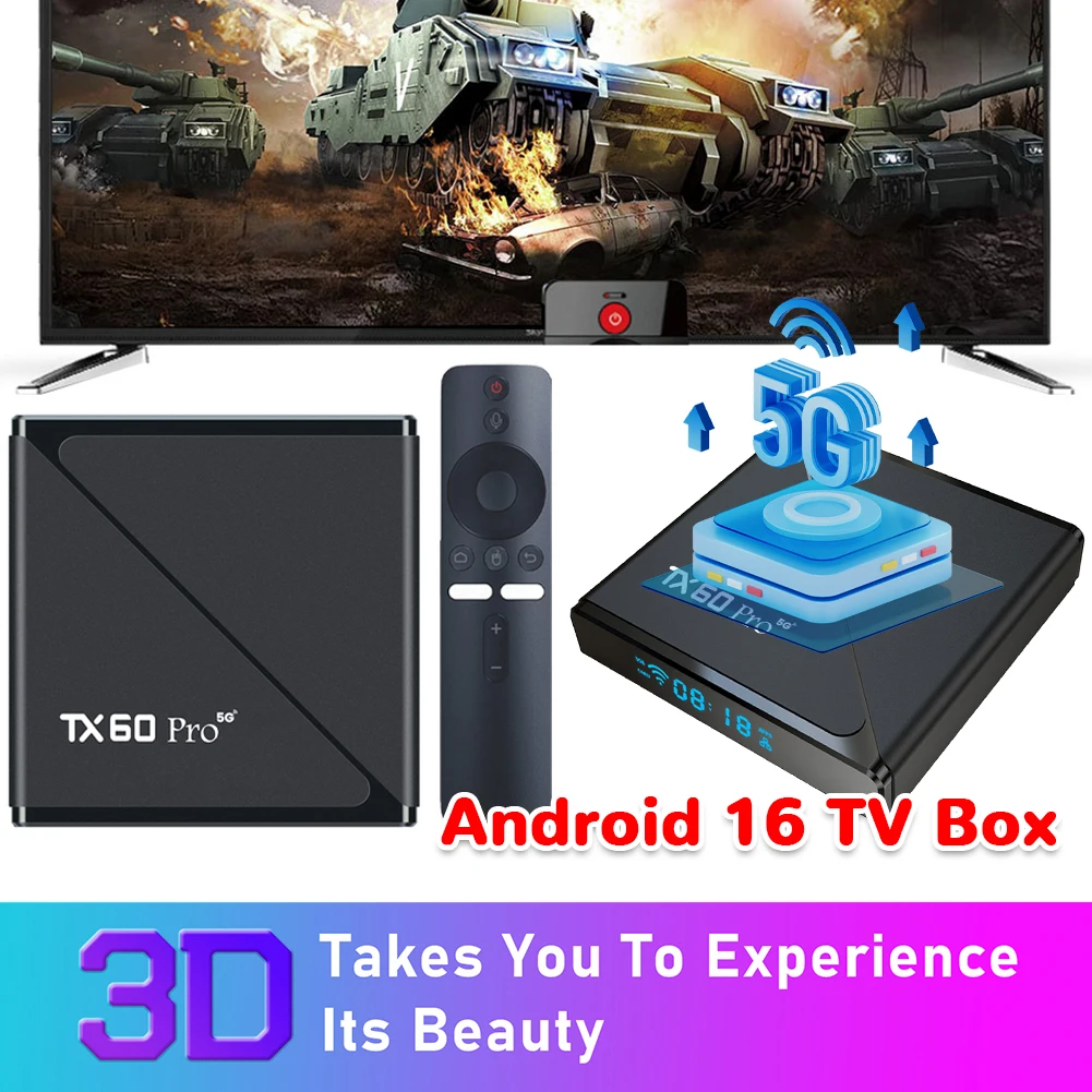 

ТВ-приставка Android 10 14K с двухдиапазонным Wi-Fi 2.4G/5G, медиаплеер с пультом ДУ, Android Box