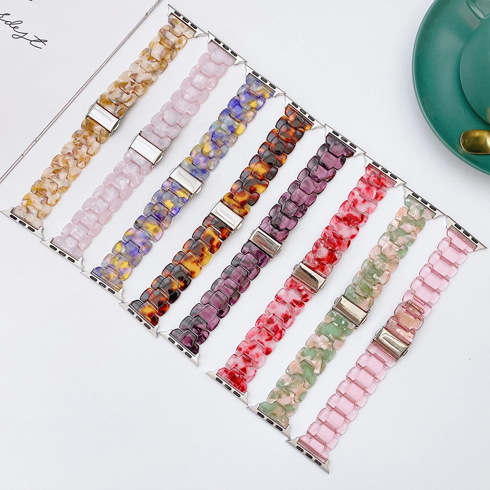 New Resin Strap for Apple Watch Ultra 87654SE 49mm 45mm 41mm 44mm 40mm Women Fashion Bracelet Wristband for iWatch 3 2 42mm 38mm