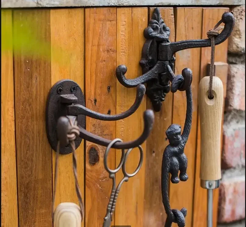 

Iron Art Hook Up Чугунный многофункциональный трехслойный крючок Вращающийся настенный декоративный крючок Металлический ключ Крючки для одежды и шляпы