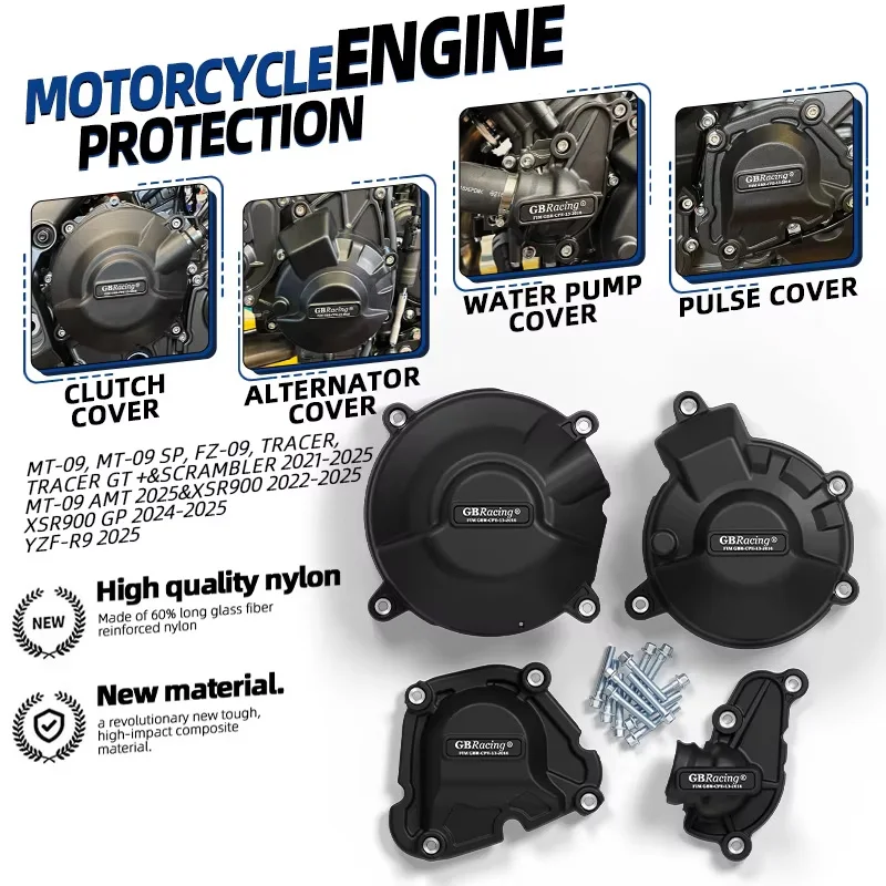 

GBRacing For MT-09/SP FZ-09 Tracer GT Scrambler Engine Cover Set Water Pump Clutch Alternator Pulse Guard Cover 2021-2025