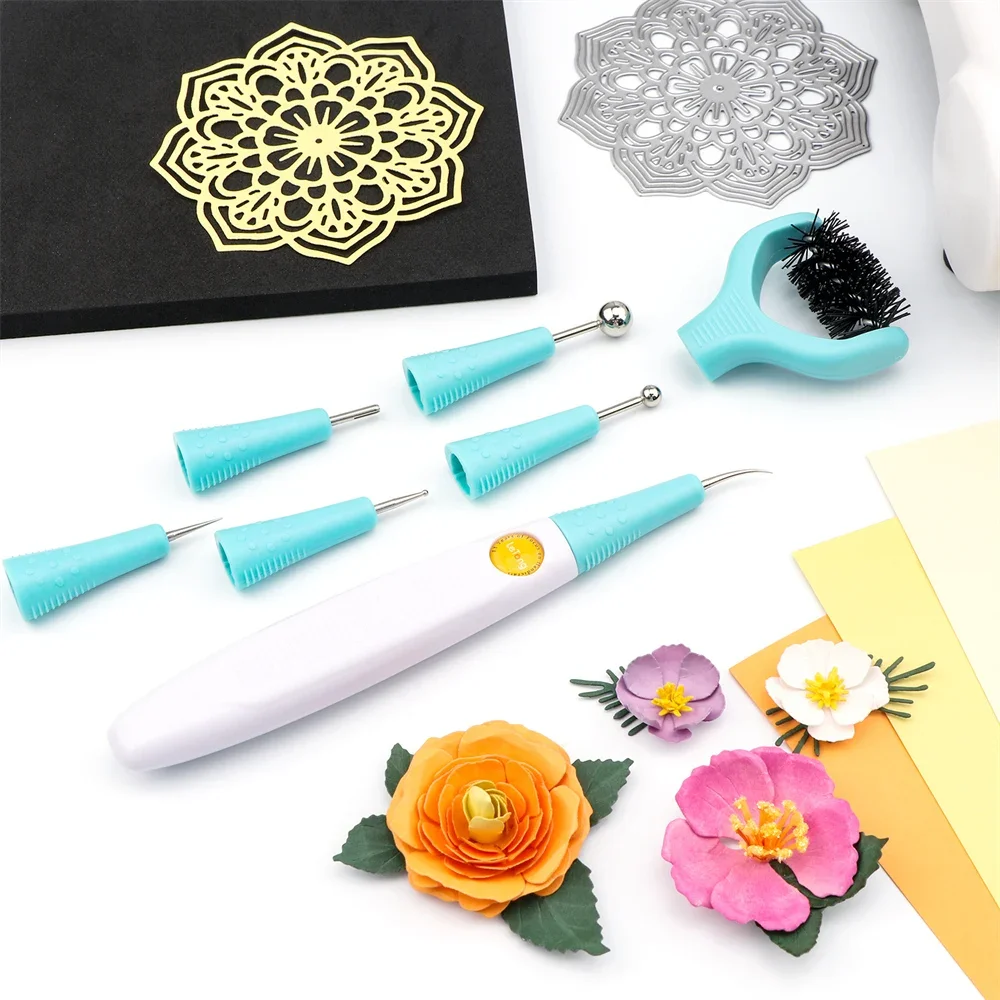 All-In-One Paper Sculpting Tool Kit&Die Brush Paper Flower Shaping Making Tool Sets For Create Dimensional Flower Die Clean Tool