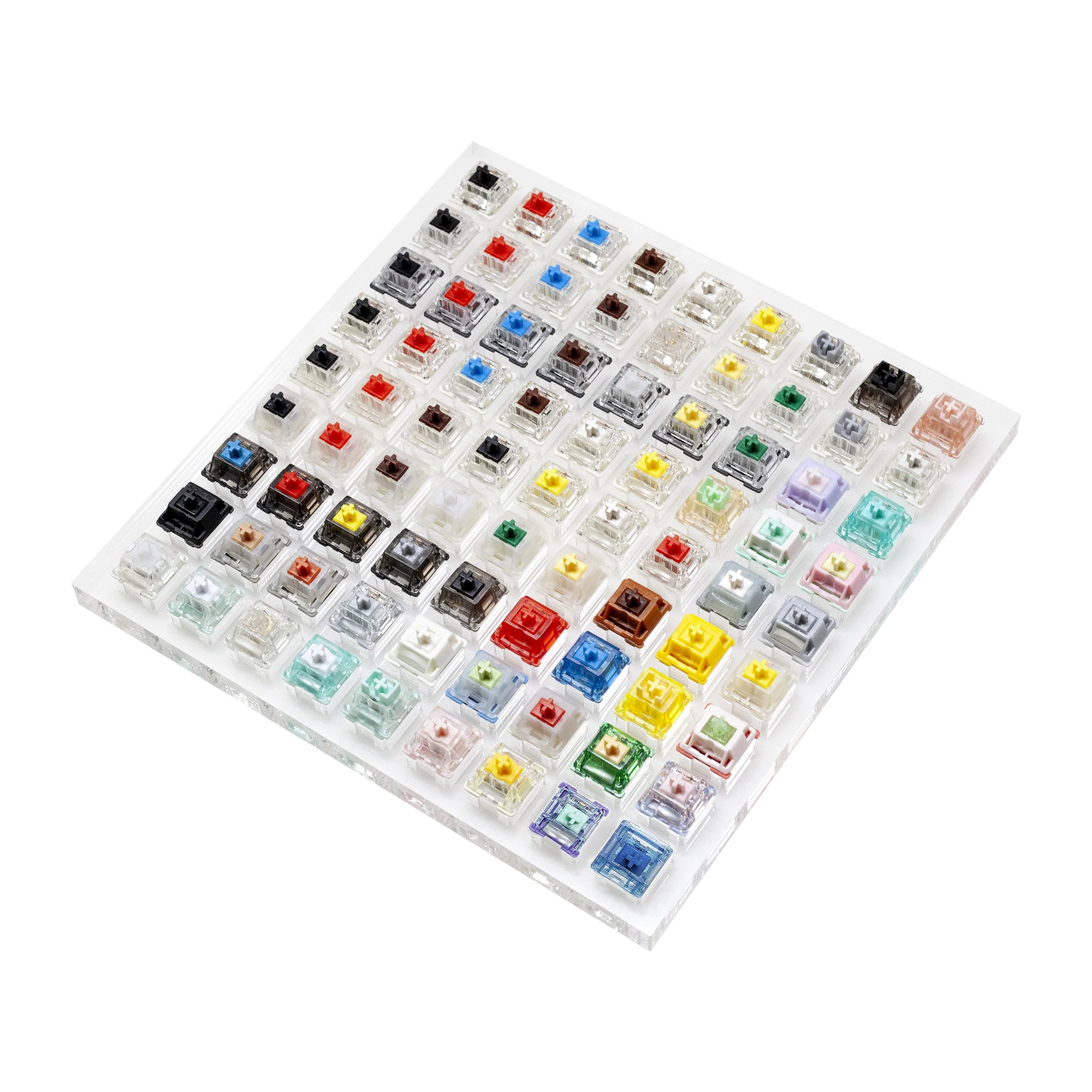 

Тестер переключателей Gateron с акриловой основой, пустые колпачки клавиш с небесным драконом, маслом, королевским магнитным нефритом, коричневым, желтым, серебряным, белым переключателем