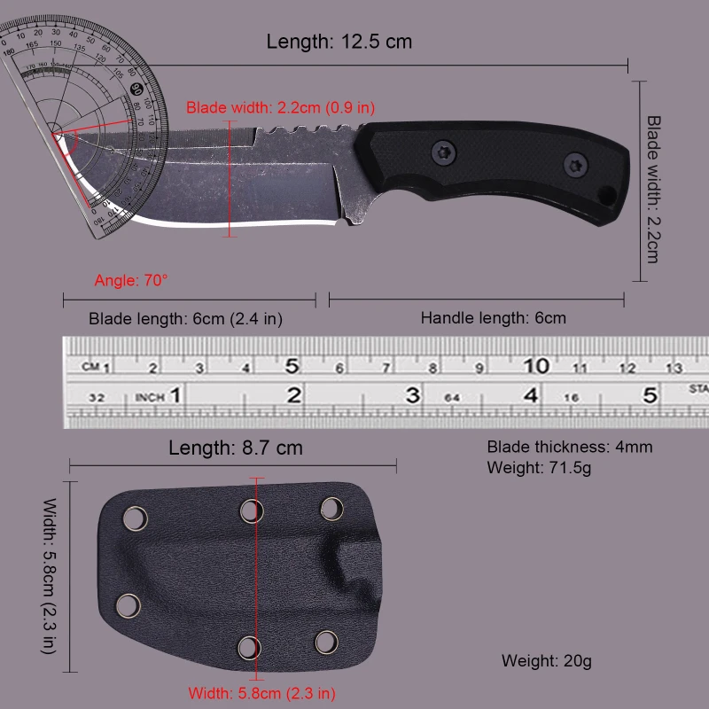 Nuevo Mini cuchillo recto de acero 440C para exteriores con funda K, cuchillo de Camping portátil EDC, cuchillo de herramienta multifuncional de