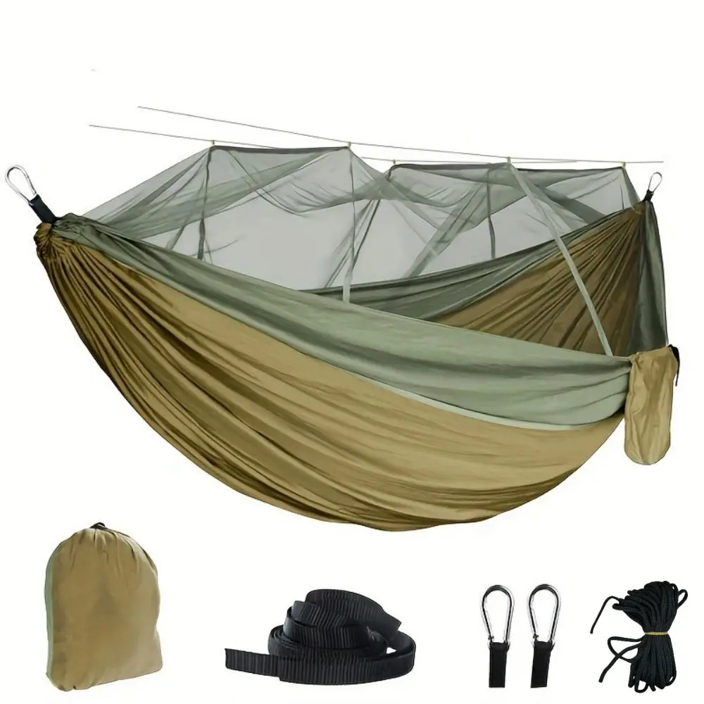 Camping Hammock with Mosquito Net, Portable Double Hammock Tent Load Two People with 2 Straps, Best for Outdoor Garden Hiking Tr