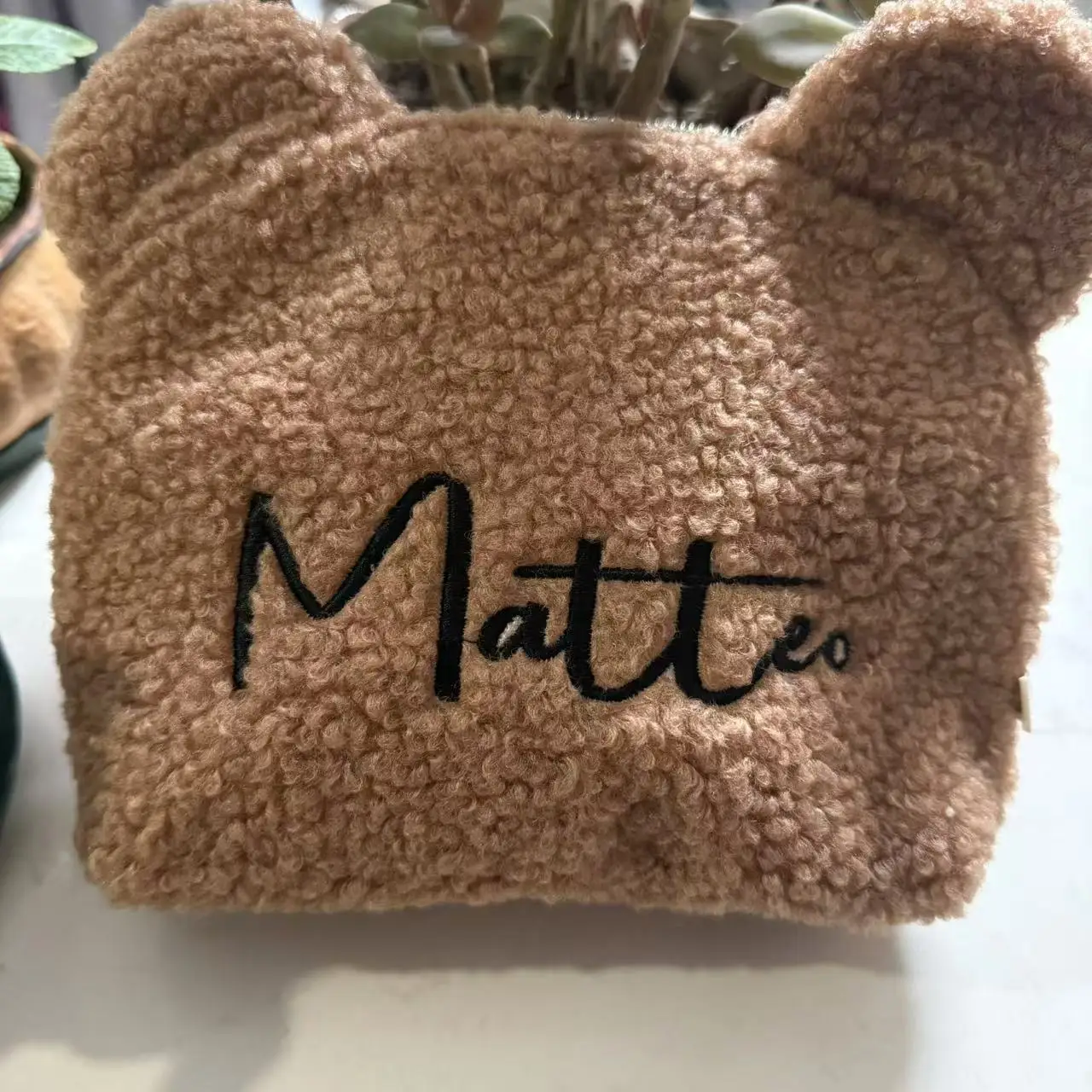 Personalized Embroidered Teddy Fur Pouch Teddy Makeup Bag Custom Name Travel Pouch Toiletry Bag Women Accessories for Women