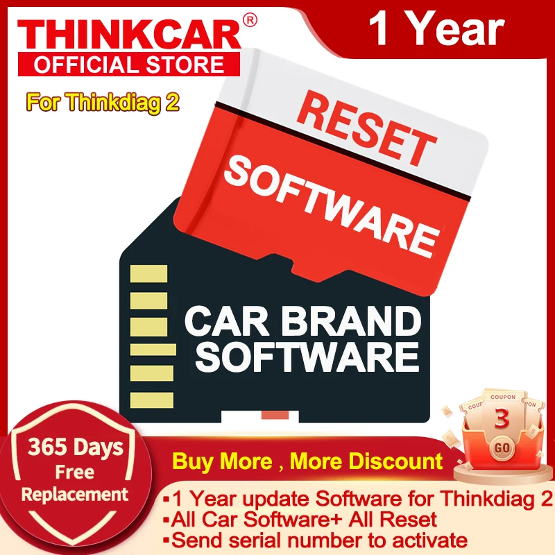 THINKCAR Thinkdiag 2 Ediag Plus1 Año TODOS los software y 15 software de reinicio gratuito para todos los automóviles Servicios de mantenimiento compatibles