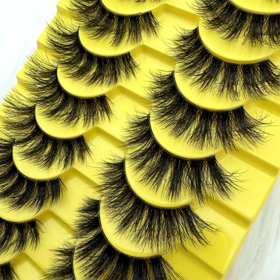 10 pares de pestañas imitación visón esponjosas, postizas, volumen 8D rizadas 3