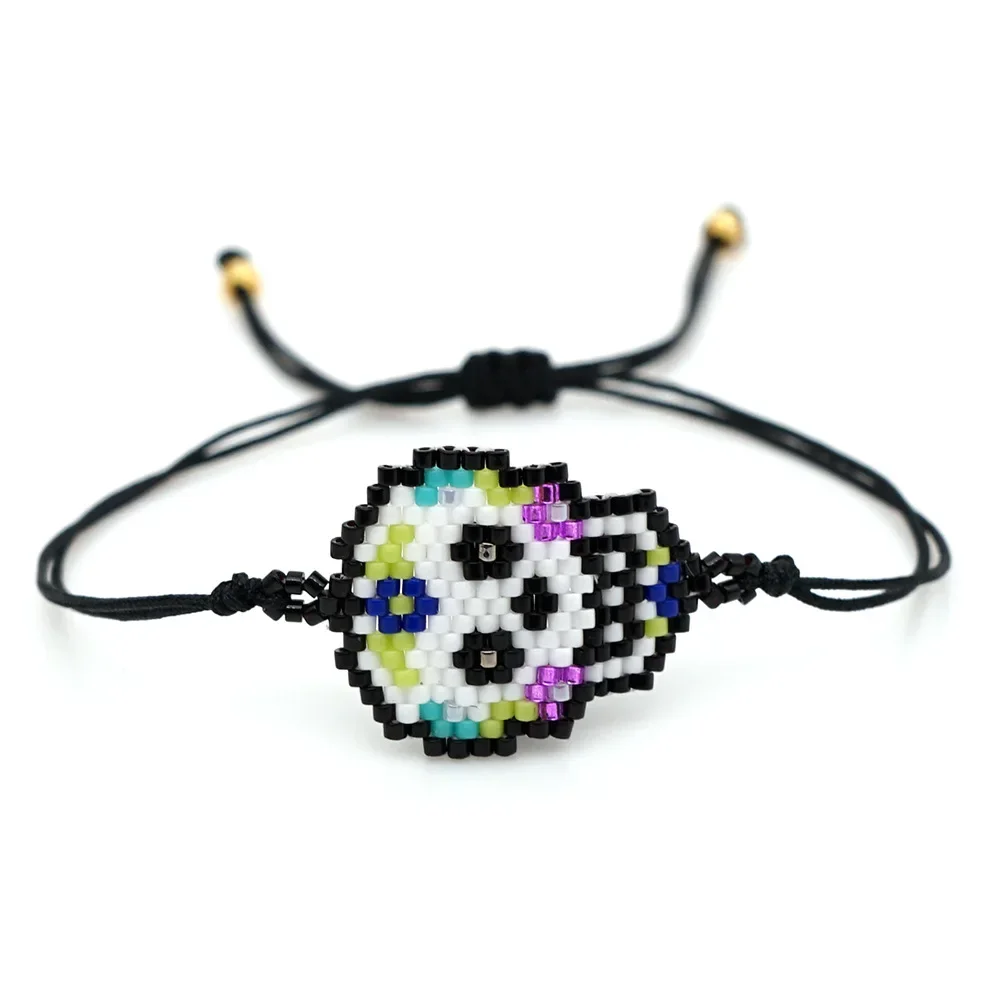 Rice bead bracelet Female Skull Design All Saints' Day Hand knitting Bohemia Adjustable Fashion Simple Beaded bracelet