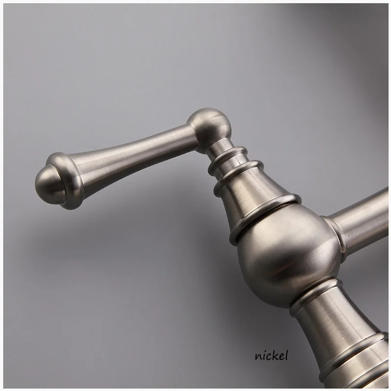 

AMAXO Brass Brushed Nickel 4 Holes Sprayer Hot and Cold Basin Sink Kitchen Faucet Water Tap