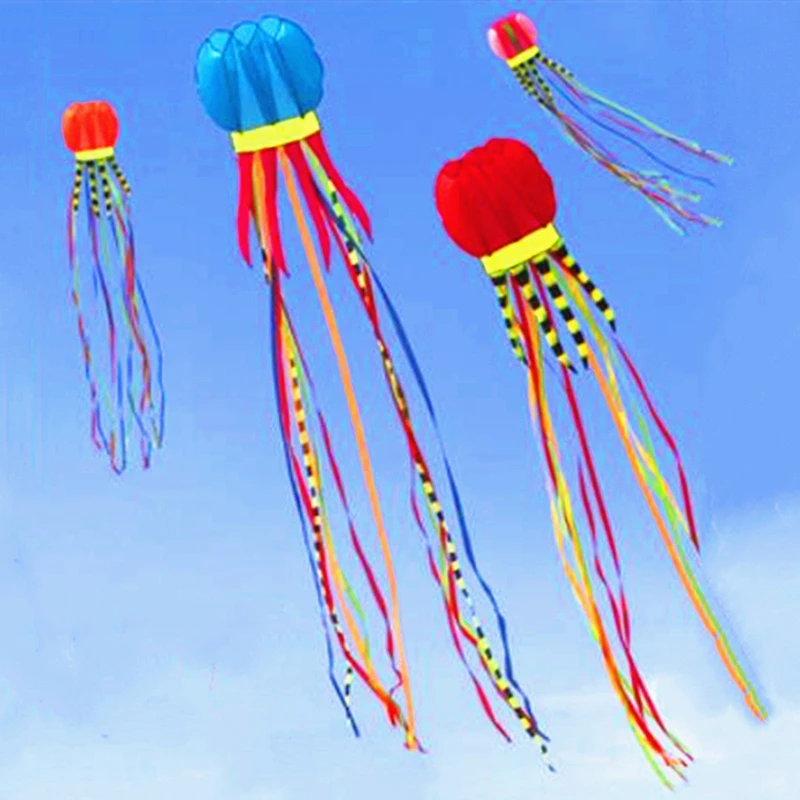 free shipping 8m jellyfish kites flying toys for kids kites line Smoking dragon kite throwing glider Nylon beach wind parrot fun