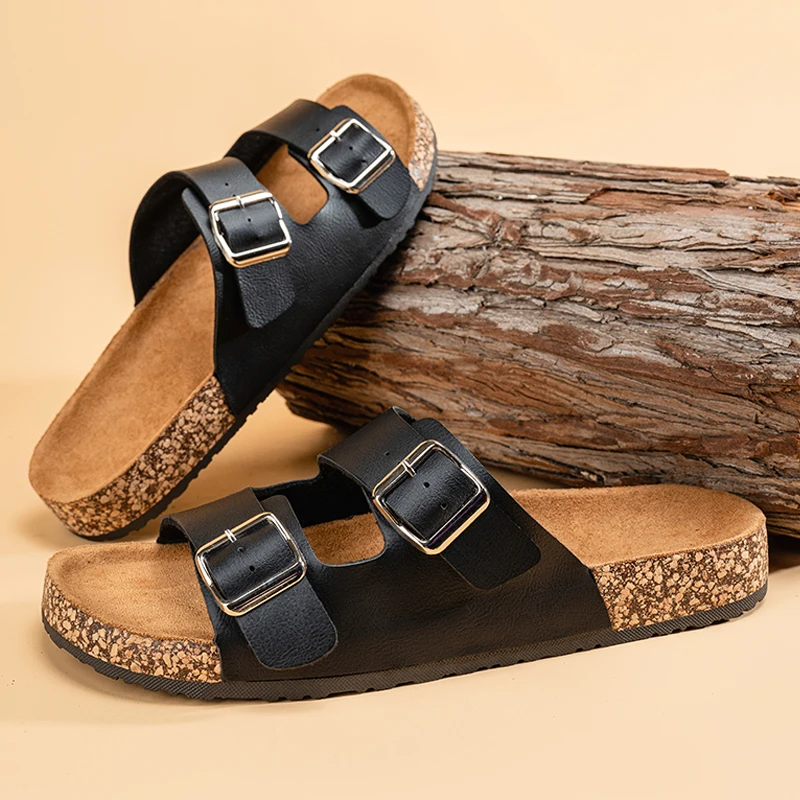 Sommer-Korkschuhe, modische, bequeme, klassische Unisex-Hausschuhe für Herren, Outdoor-Sandalen, Mikrofaser, Übergröße 36–46