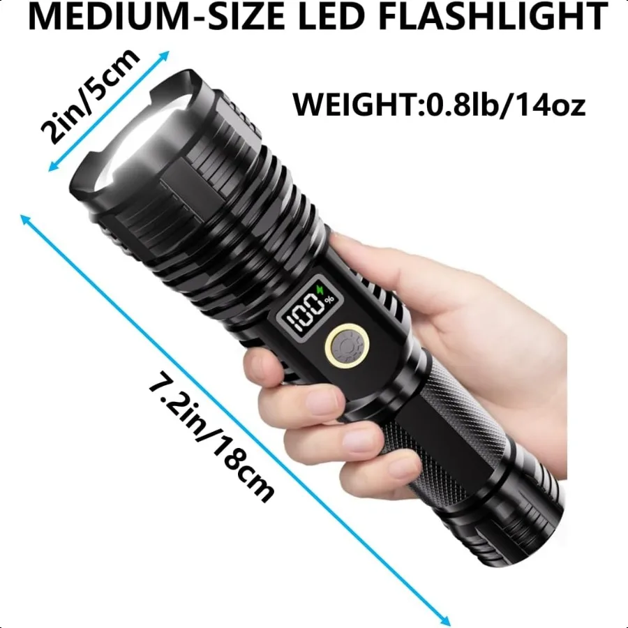 Linternas de alto lúmenes recargables 2000LM LED er luz de Flash brillante linternas con zoom con pantalla Digital LCD 5 modos Waterp