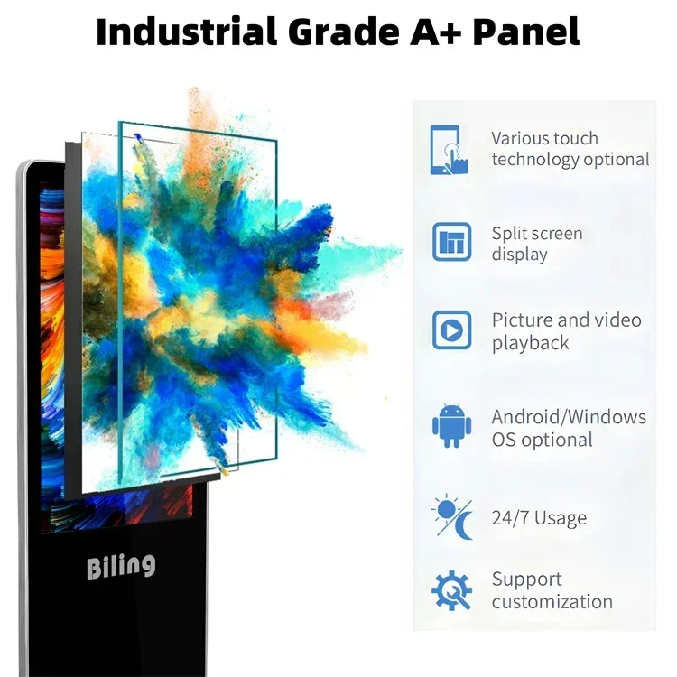 32 55 65 Inch Indoor Touch Kiosk Pc Monitor Totem Tv Lcd Vertical Poster Display Smart Advertising Screen Retail Digital Signage