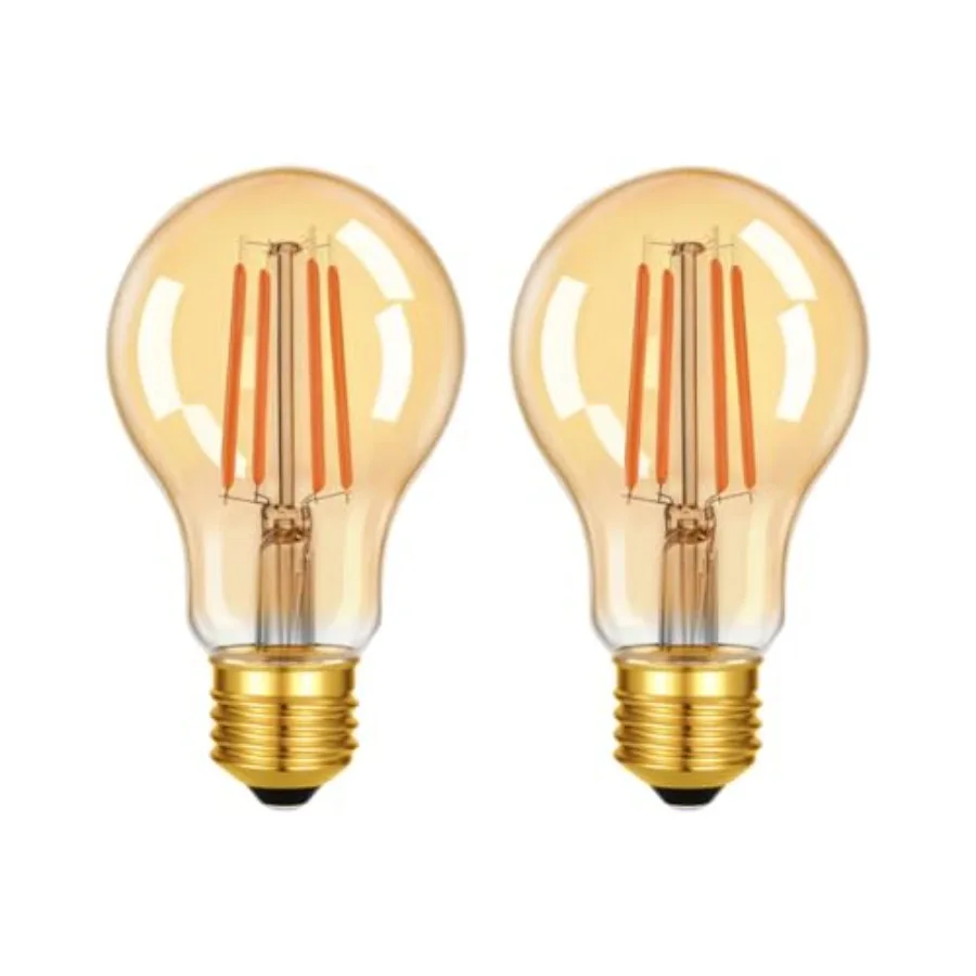 A19 Dimmable LED Edison Bulbs, 6W 60W Equivalent,2200K Amber Warm Light, E26 Base Vintage Filament Decorative Light Bulbs, 550
