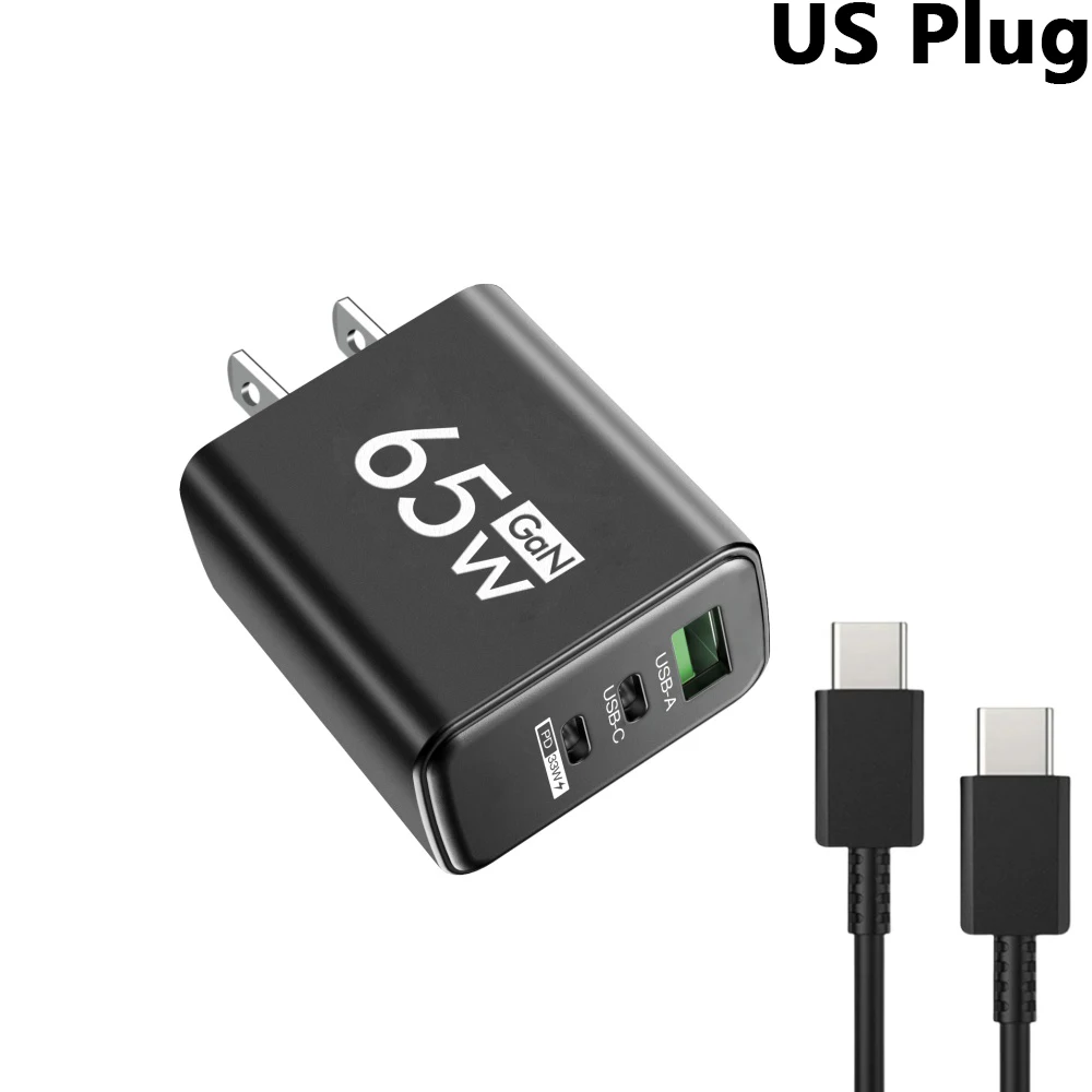 65W GaN USB-C PD Schnellladegerät QC 3.0 Wandadapter für iPhone 17 16 Pro Max Samsung Xiaomi Huawei EU US KR Stecker Quick Charge 3.0