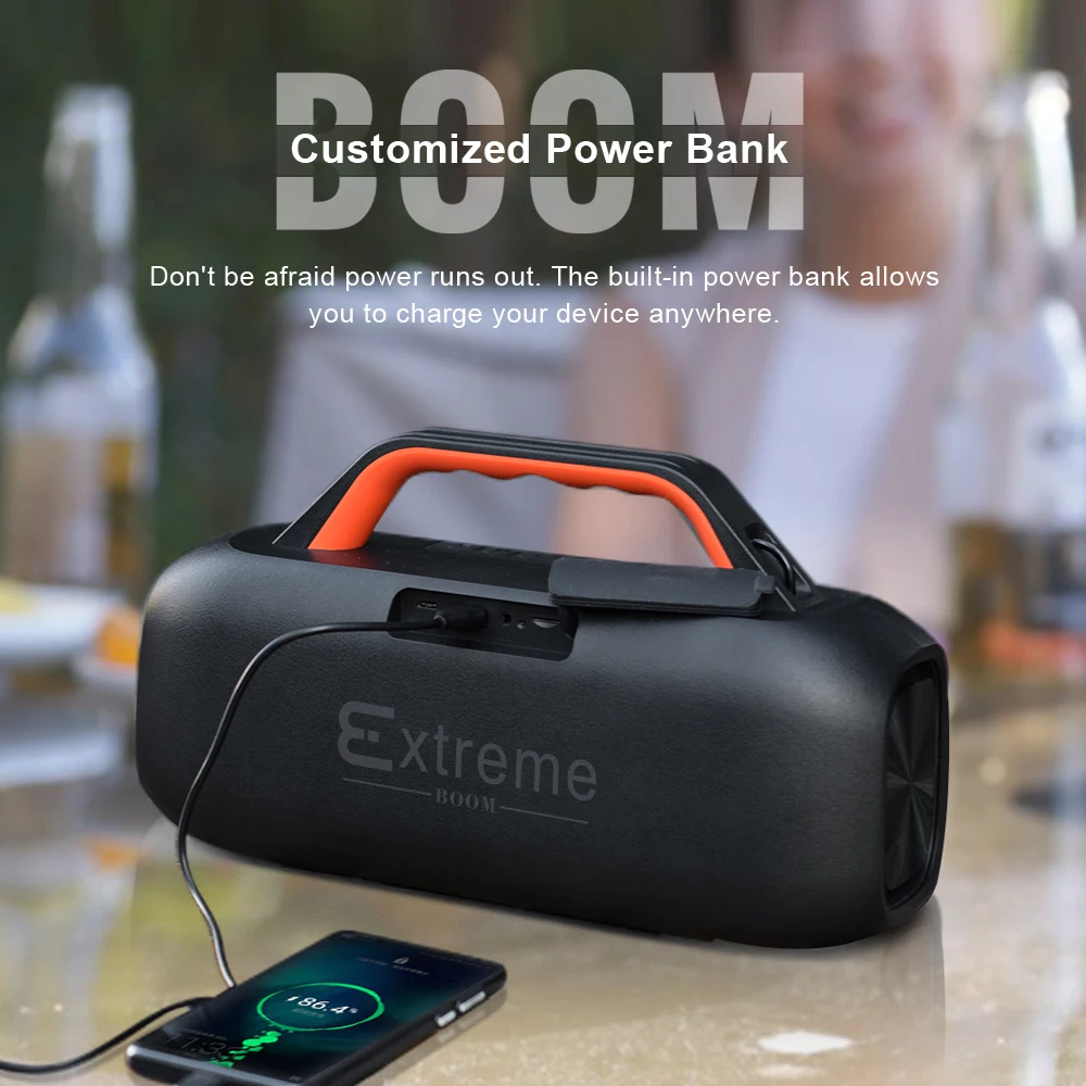 DOSS ลำโพงบลูทูธแบบพกพากลางแจ้งที่มีประสิทธิภาพ 60W สเตอริโอเบสซับวูฟเฟอร์กล่องเสียง IPX6 กันน้ำ TWS การจับคู่ลำโพงไร้สาย