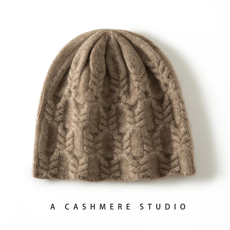 

High Quality 100% Cashmere Hat, Winter Thick Warm Hat, Women's Heavyweight Jacquard Ear Protection Hat, Fashionable Soft Hat