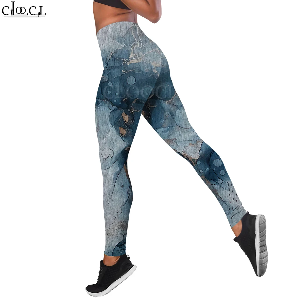 CLOOCL-Leggings con estampado Retro para mujer, pantalones con estampado 3D, cintura alta, glúteos, elásticos, Fitness, deportes, ejercicio moldeador