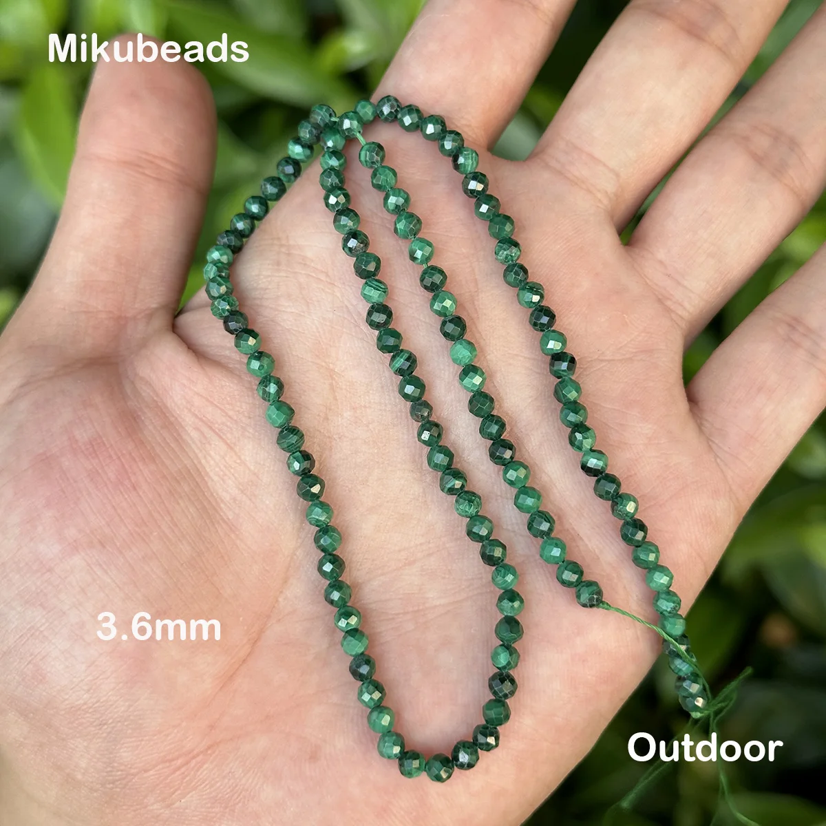 Großhandel natürliche 3,2mm 4mm 5mm Malachit facettierte runde lose Perlen für die Herstellung von Schmuck DIY Halskette Armband Strang beliebt