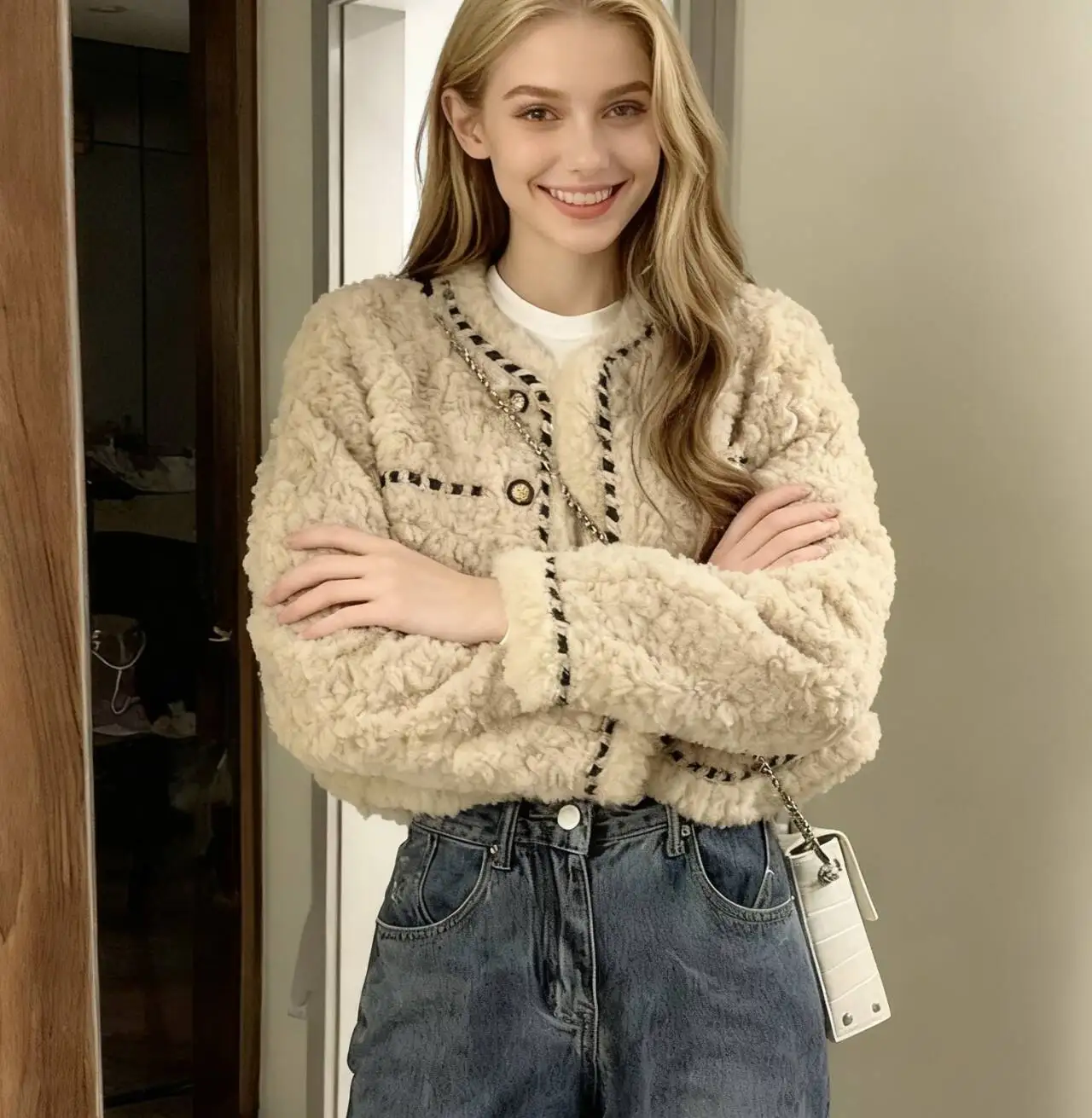 Parka da donna vintage invernale in denim imbottito con cerniera multifunzionale isolato ampio orlo elastico resistente all'usura Techwear urbano