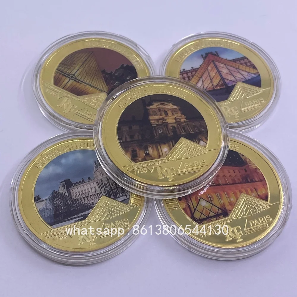

Hot Sale Louvre Museum Gold Plated Commemorative Coin Gold Bars Set Paris Landmark Souvenir Perfect Gift for Friends Family Kids