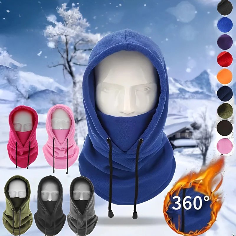 Winter Warm Fleece Mask Ski Mask Warm Neck Protector Hood Windproof Coldproof Warm 3-in-1 Cycling Hat Sports Outdoor Gear